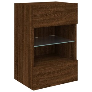 VidaXL TV-Wandschrank in Braun Eichen-Optik mit Glasablage und LED-Beleuchtung.