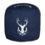 Handgefertigter WOMO-DESIGN Sitzpouf Jacksonville aus Segeltuch/Jeans mit Hirschmotiv.