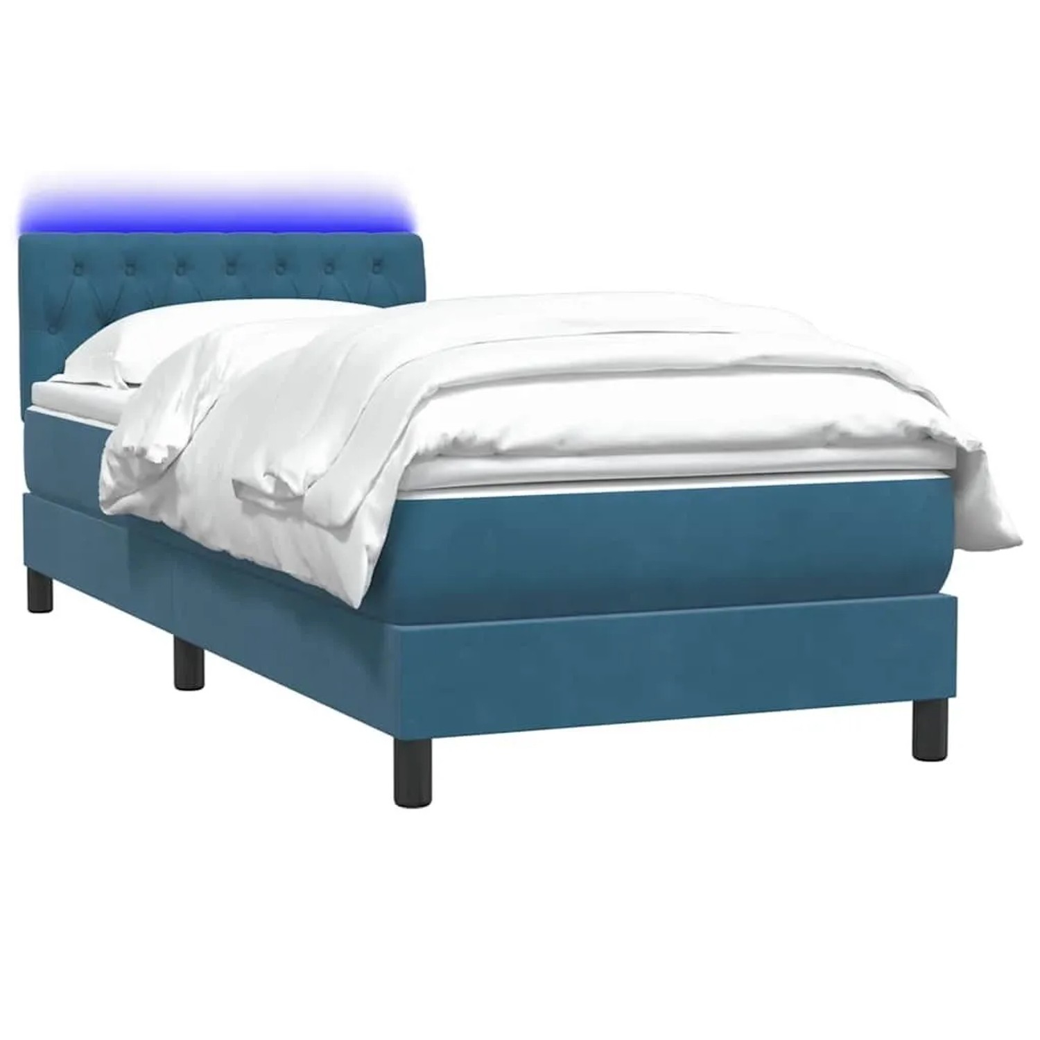 vidaXL Boxspringbett mit Matratze & LED Dunkelblau 80x220 cm Samt 3317197 günstig online kaufen