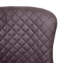 Detailaufnahme: Dunkelgrauer Barhocker mit Rautenmuster und Lehne. Stoffbezug.