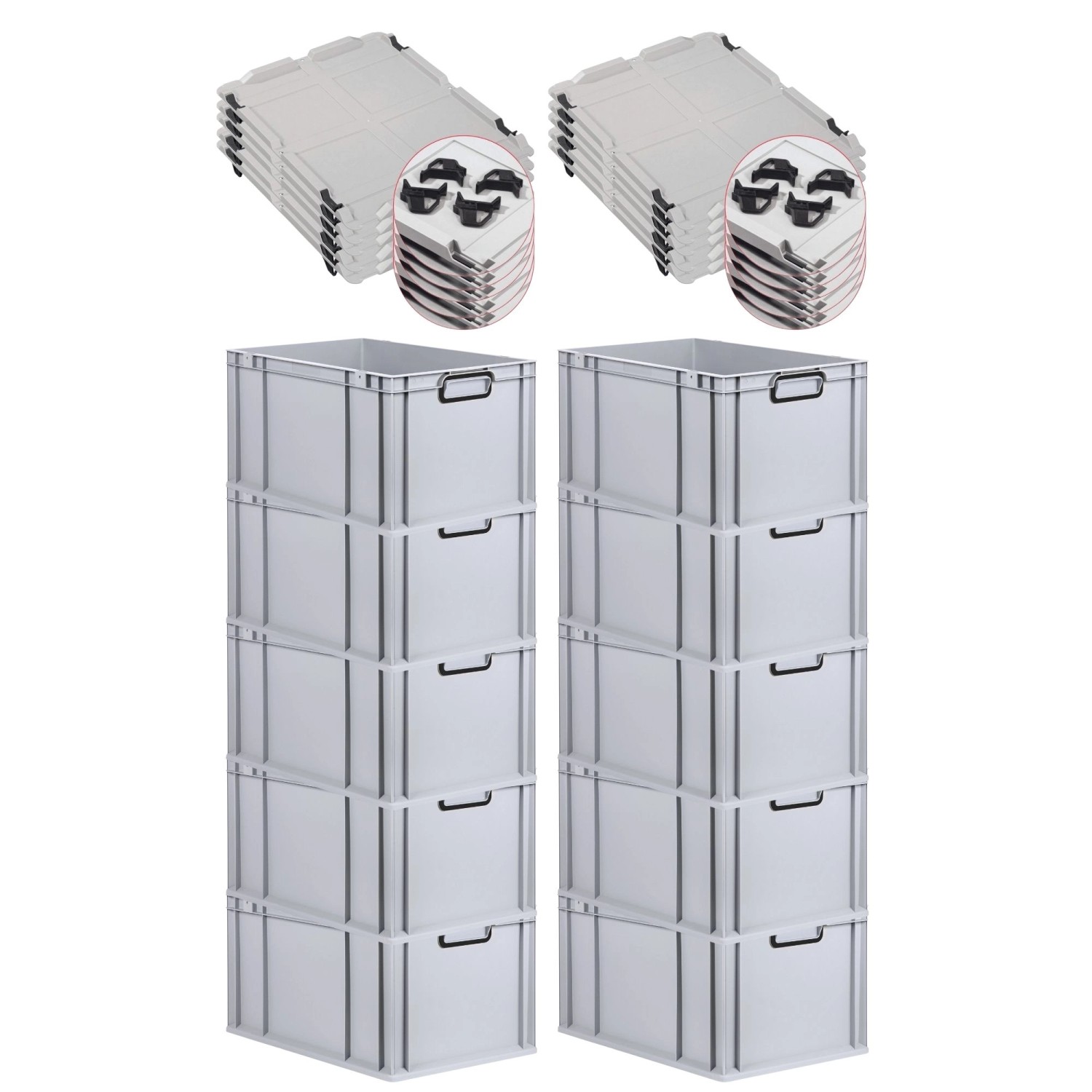 PROREGAL SparSet 10x Eurobox Nextgen Color Mit Auflagedeckel HxBxT 32x40x60 günstig online kaufen