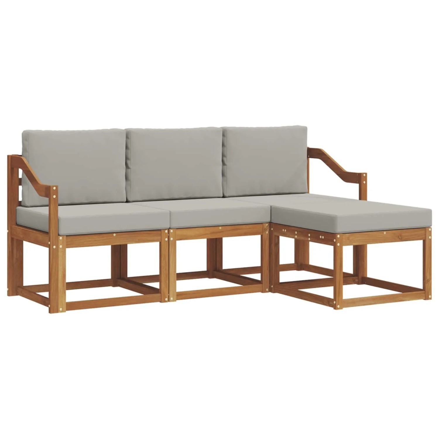 vidaXL Outdoor-Sofagarnitur mit Kissen 4 Stk Natur und Hellgrau 3366234