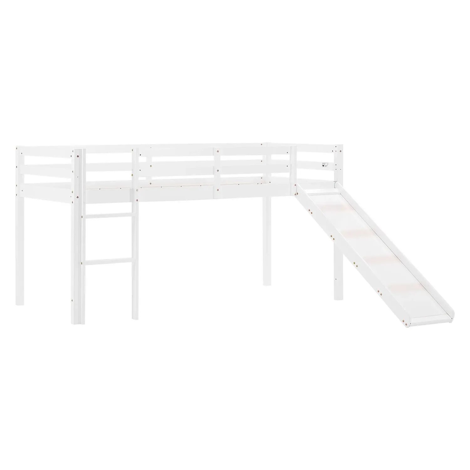 Homestyle4u Kinderbett 90x200 mit Rutsche in Weiß 1434