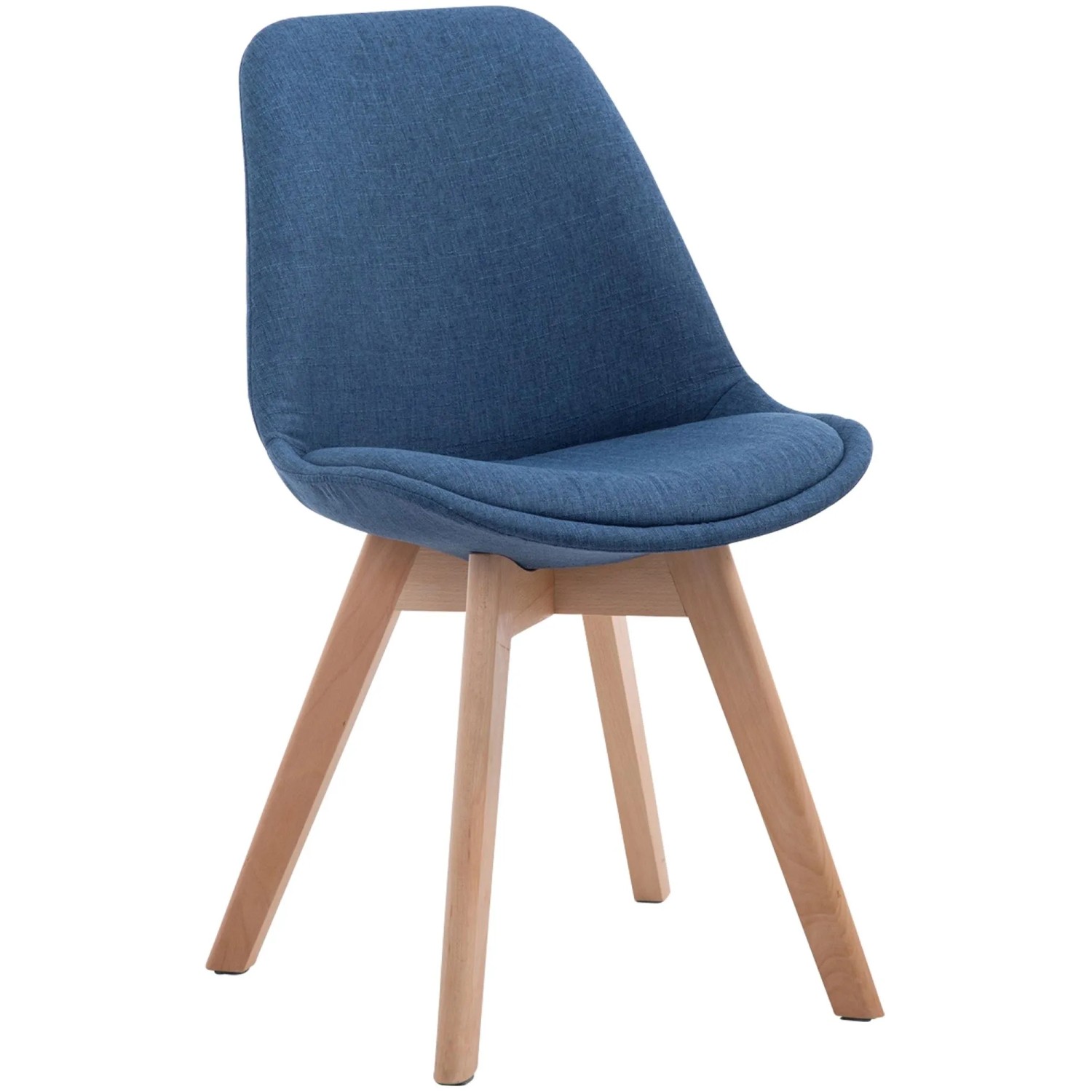 DELUKE Besucherstuhl LAGOS Stoff Blau 48x55x84cm Hellbraun Konferenzstuhl Wartezimmerstuhl Bürostuhl