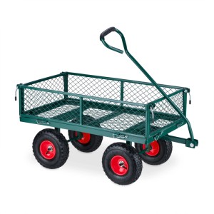 Relaxdays Handwagen Stahl Dunkelgrün Klappbar 50 cm x 50 cm x 110 cm 15 kg