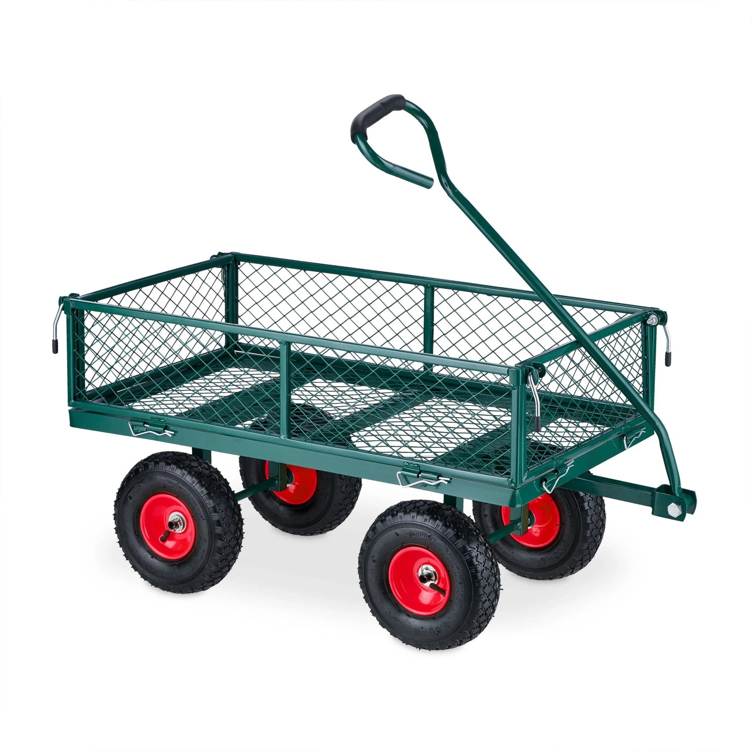 Relaxdays Handwagen Stahl Dunkelgrün Klappbar 50 cm x 50 cm x 110 cm 15 kg
