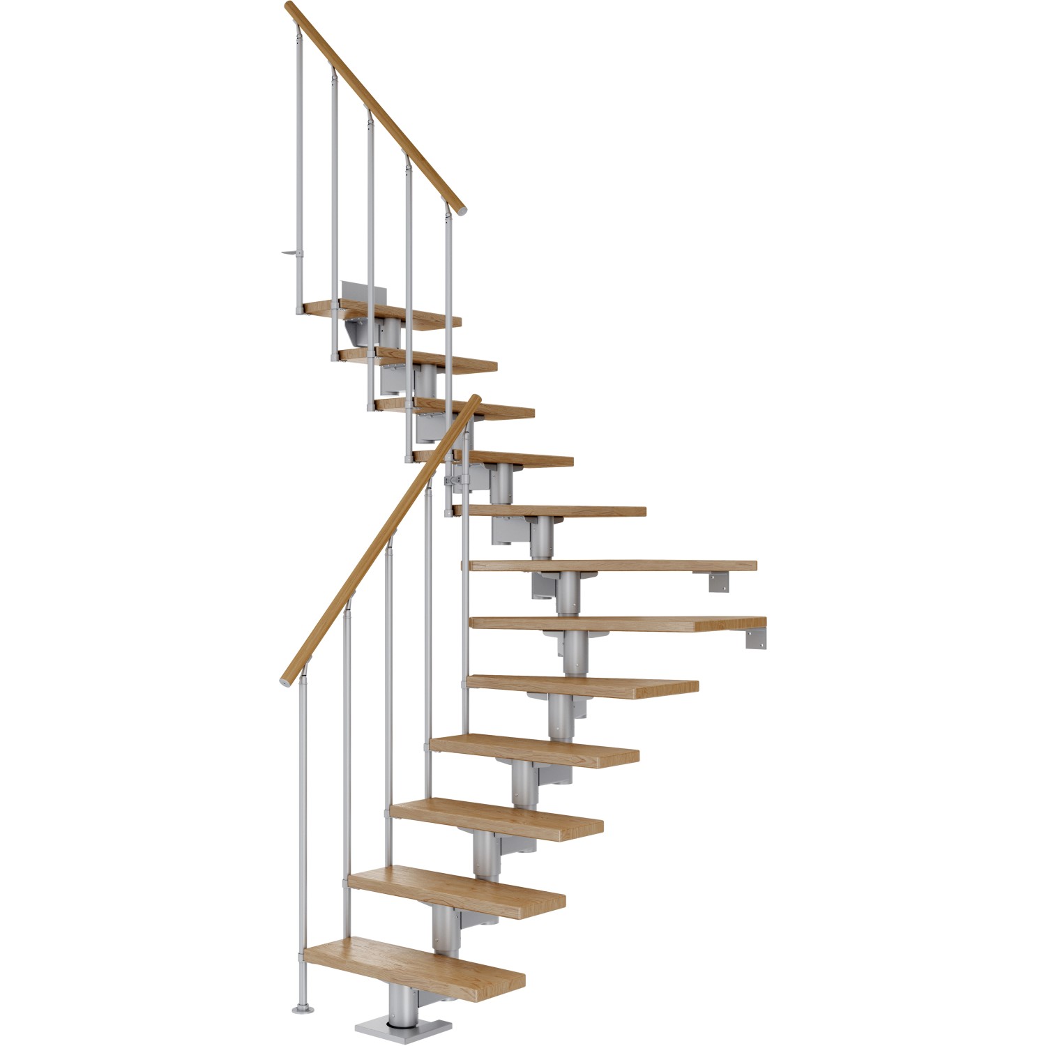 Dolle Mittelholmtreppe Cork Eiche Perlgrau GH b. 292 cm 1/4 Gewendelt 75 cm günstig online kaufen