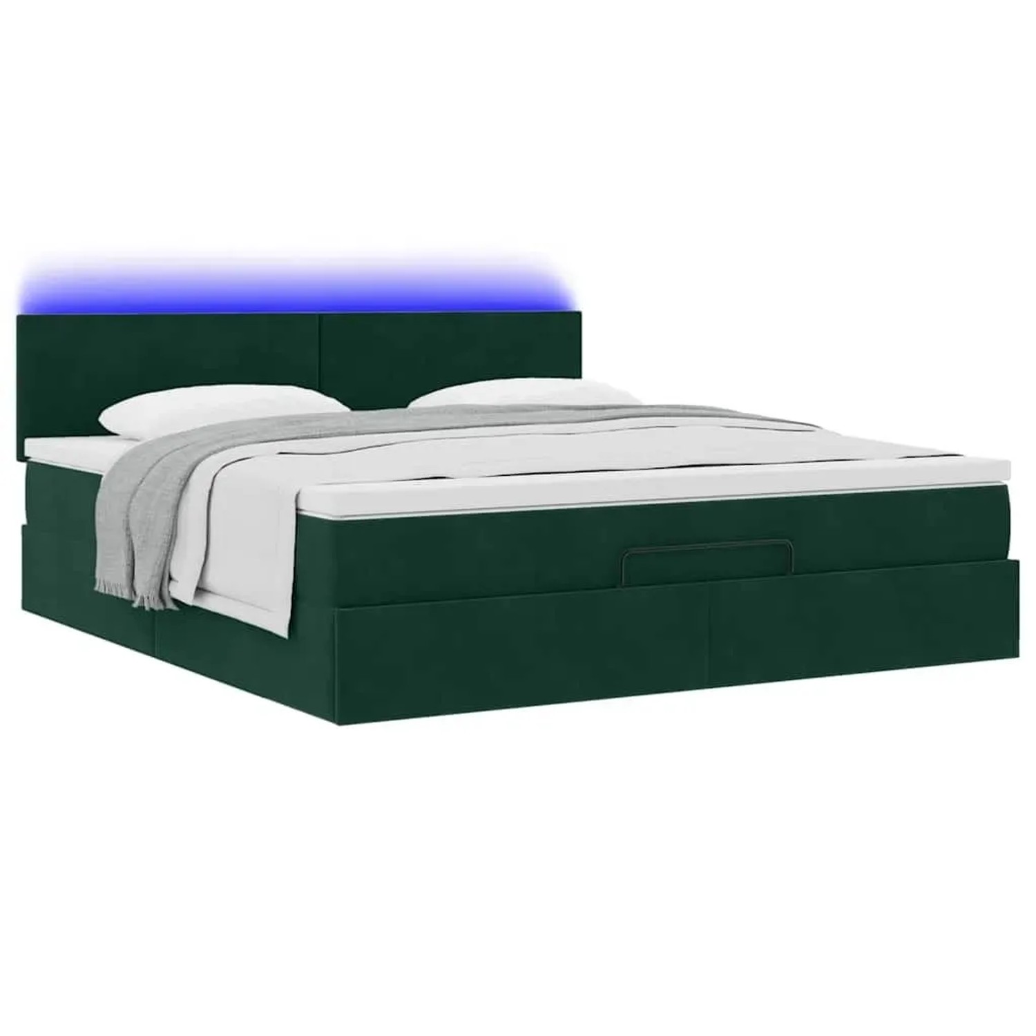 vidaXL Ottoman-Bett mit Matratze & LEDs Dunkelgrün 180x200 cm Samt 3312569