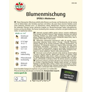 Samenpackung Sperli's Waldwiese Blumenmischung für naturnahe Gärten und Insekten.