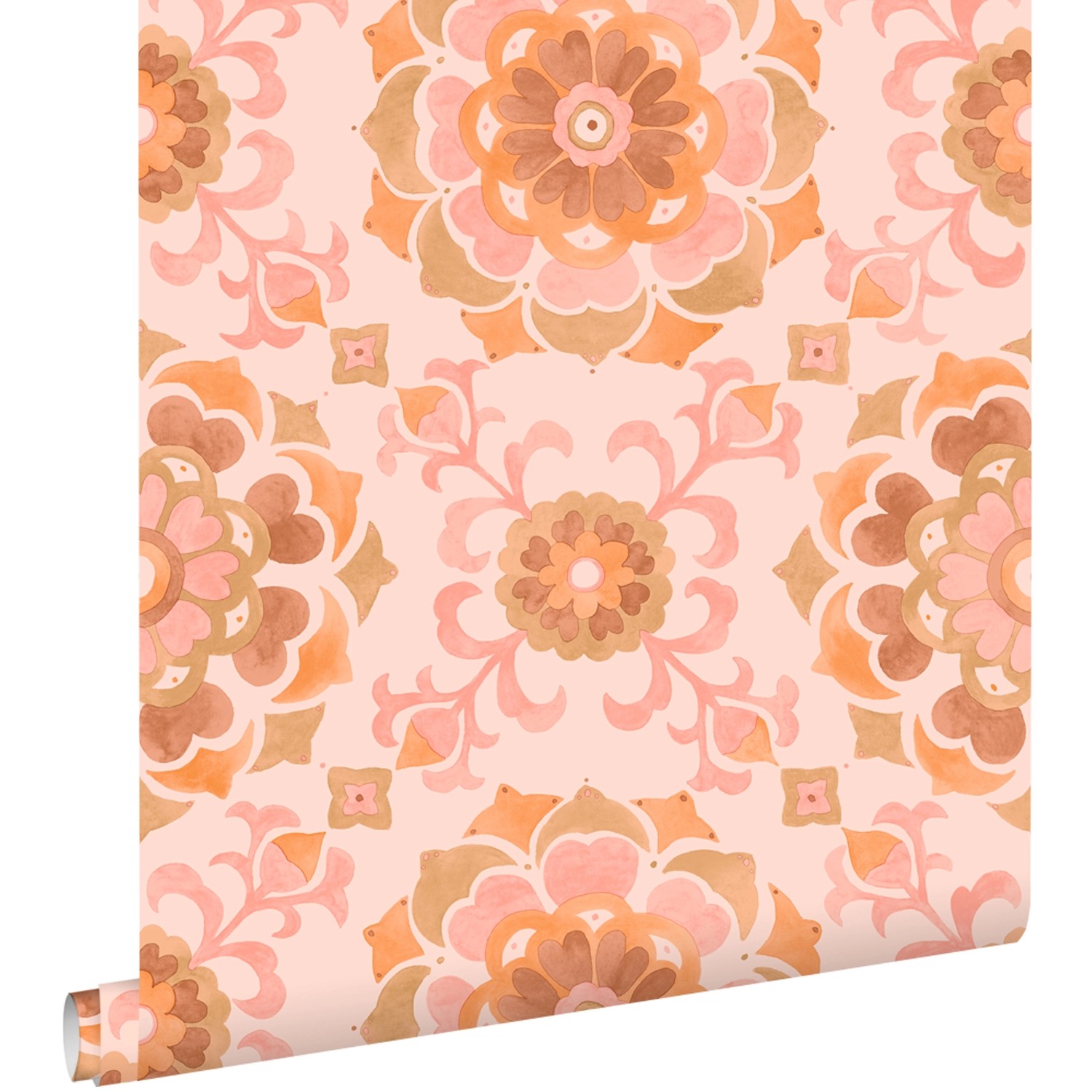 ESTAhome Tapete Fliesenmuster Rosa und Orange 50 x 900 cm günstig online kaufen