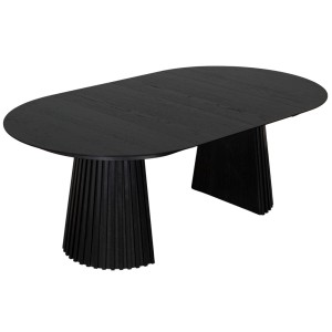 Ovaler, schwarzer Ausziehtisch Andria aus Eiche, 210x120 cm. Moderner Esstisch für den Wohnbereich.