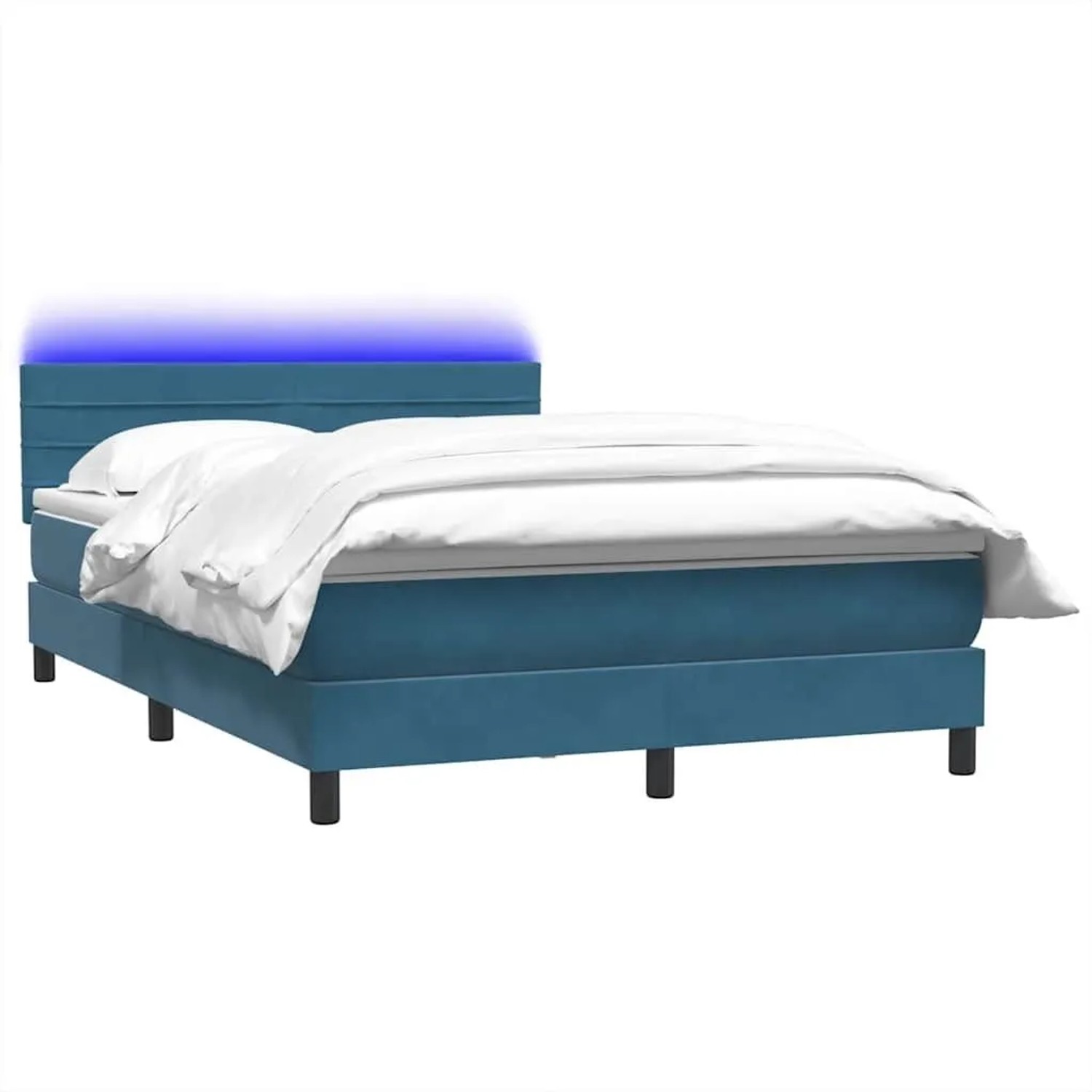 vidaXL Boxspringbett mit Matratze & LED Dunkelblau 160x210 cm Samt 3316987 günstig online kaufen