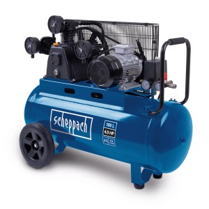 Scheppach HC550TC Riemenantrieb Kompressor, 3000 W, 100 Liter Kessel, blau.