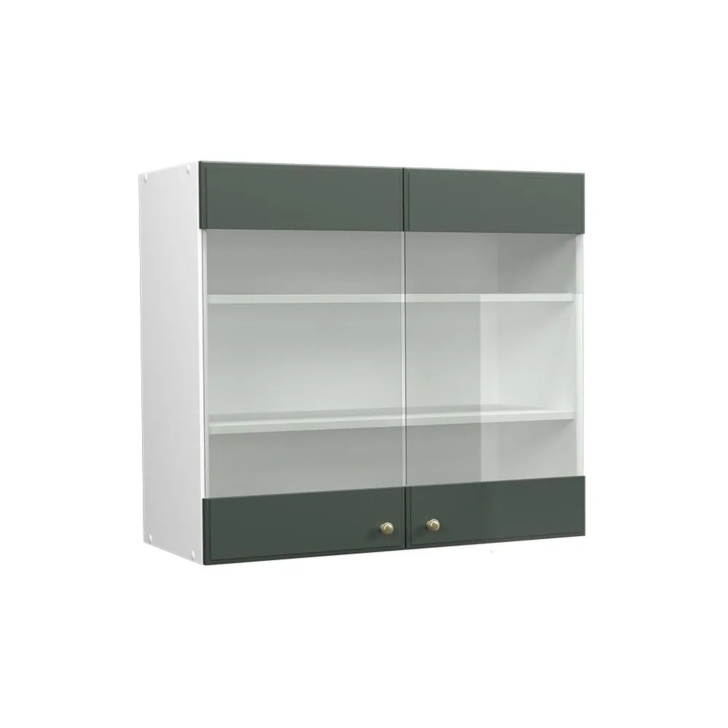 Vicco Küchenglasschrank Fame-Line Glashängeschrank Grün-Gold Landhaus Weiß 80 cm