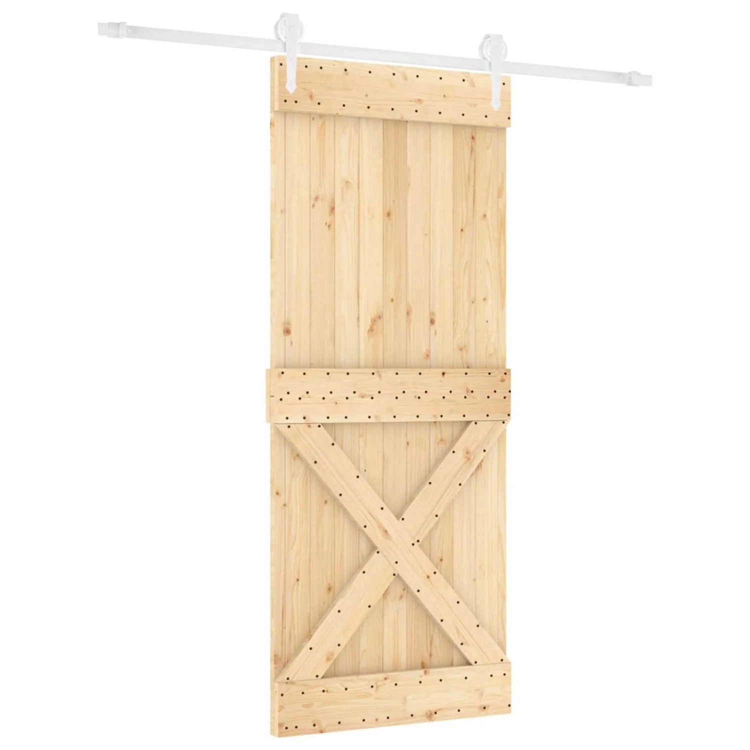vidaXL Schiebetür Natur und Weiß 85 x 210 cm Massivkiefer 3445190