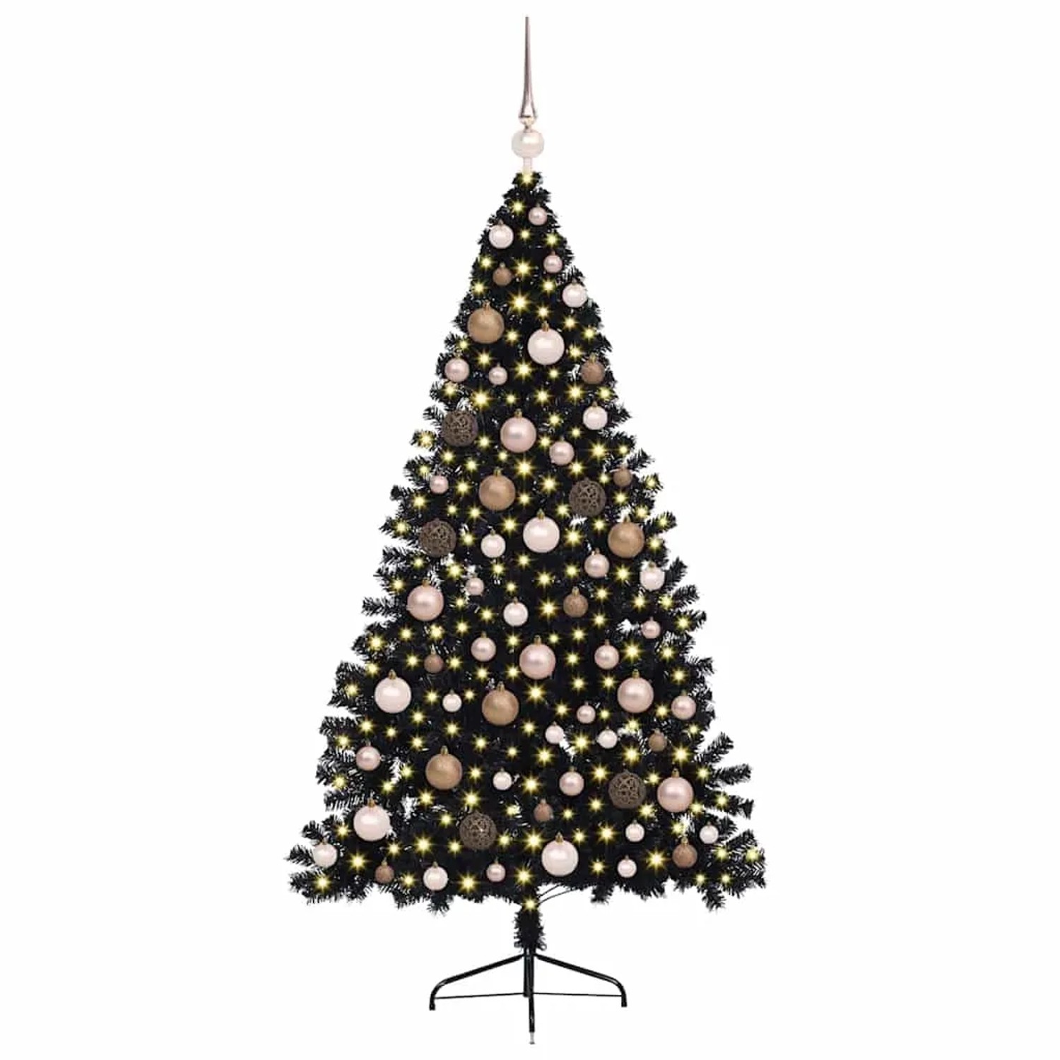 vidaXL Künstlicher Vorbeleuchteter Weihnachtsbaum Schwarz 180 cm PVC 3397139