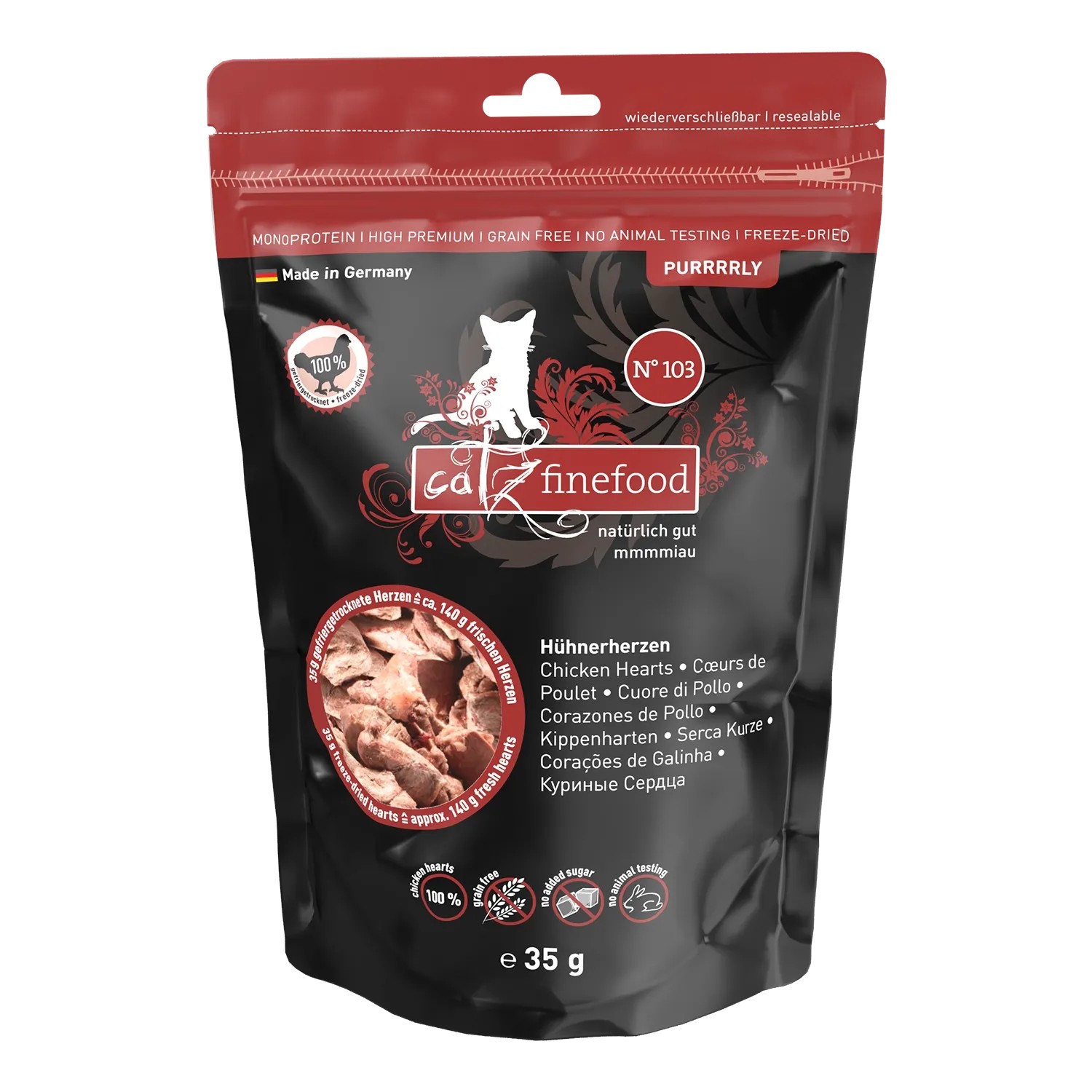 Catz Finefood Katzenleckerlies & Katzensnacks Purrrrly N° 103 m. Hühnerherz 35 g