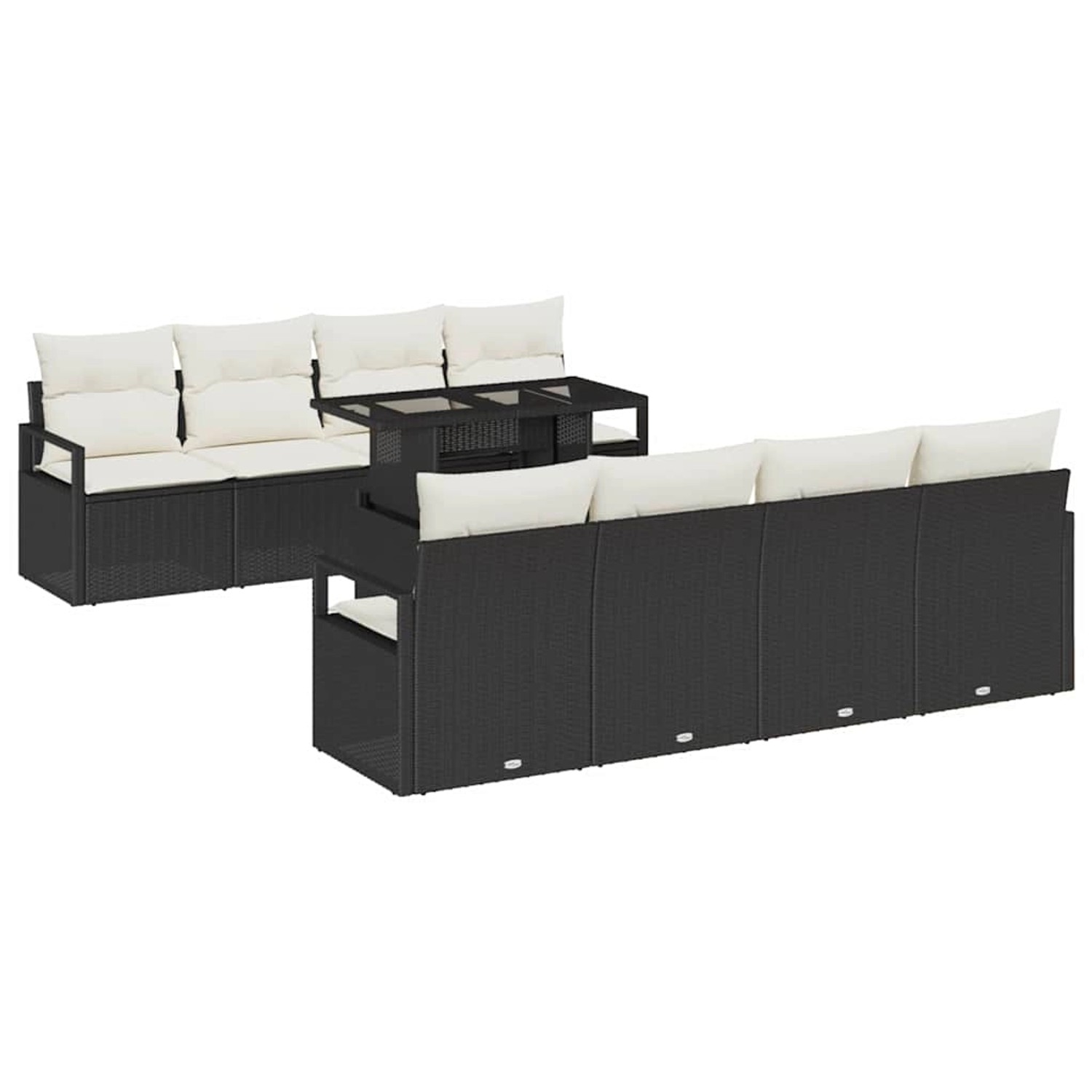 vidaXL Garten-Sofa-Set mit Speicher 9-Tlg Schwarz Poly Rattan 3357520 günstig online kaufen