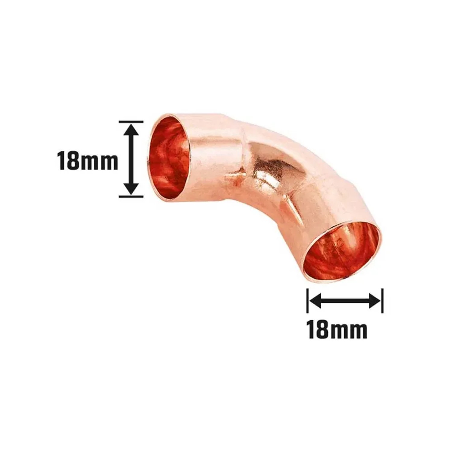 Löt-Bogen, Ø 18 mm, aus Kupfer, 90-Grad-Winkel, für Kupferrohre, 10 Stück