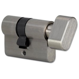 WC-Zylinder für Glastüren, Edelstahl gebürstet, für nach außen öffnende Tür.