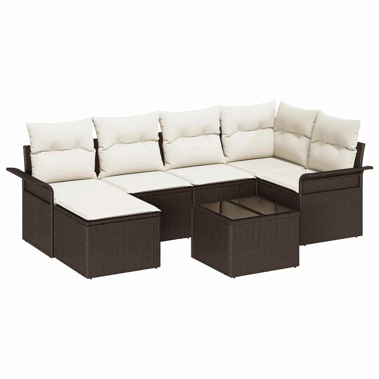 vidaXL Garten-Sofa-Set mit Kissen 7-Tlg Braun Poly Rattan 3345438 günstig online kaufen