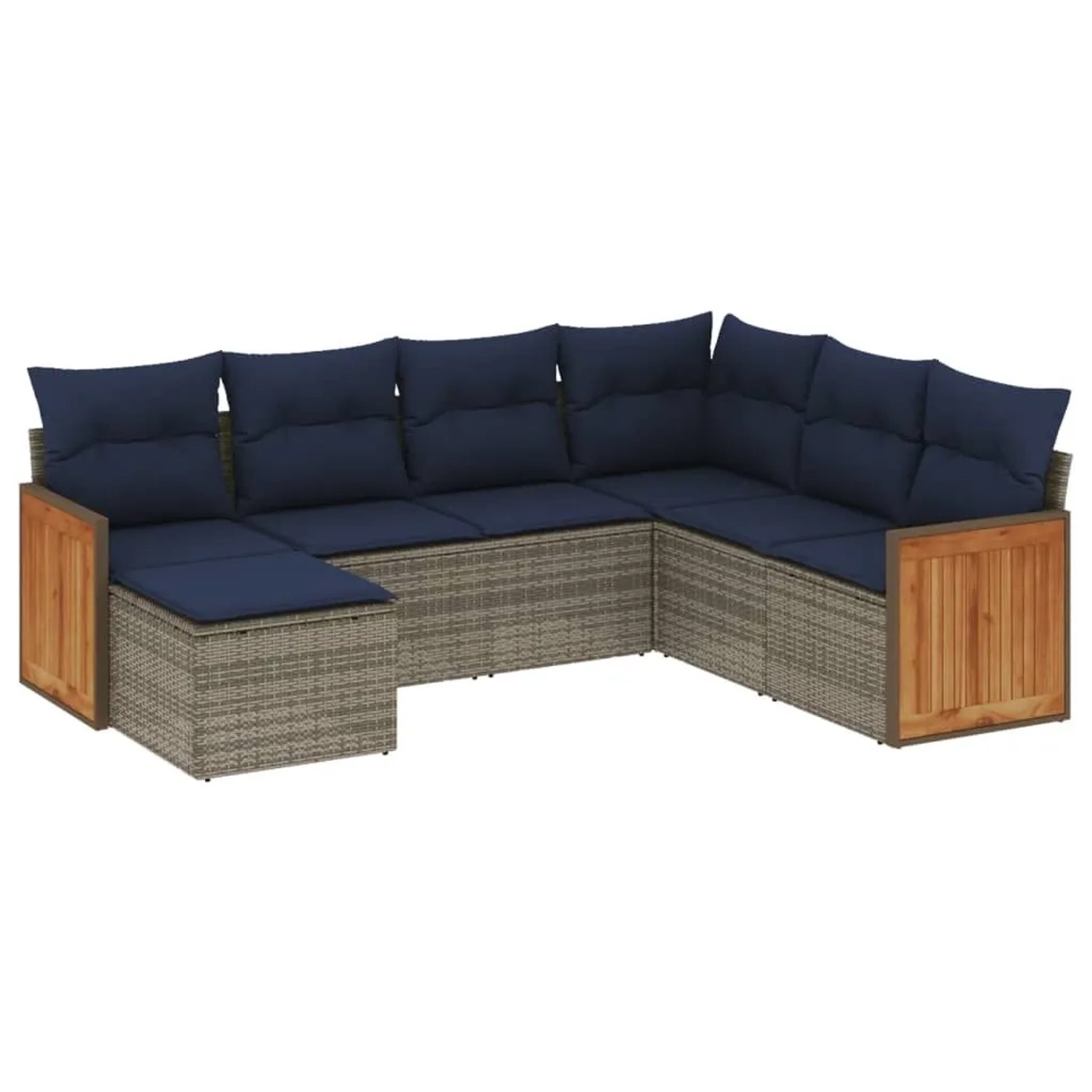vidaXL 7-Tlg Gartensofa-Set mit Kissen Grau Polyrattan 3227888 günstig online kaufen