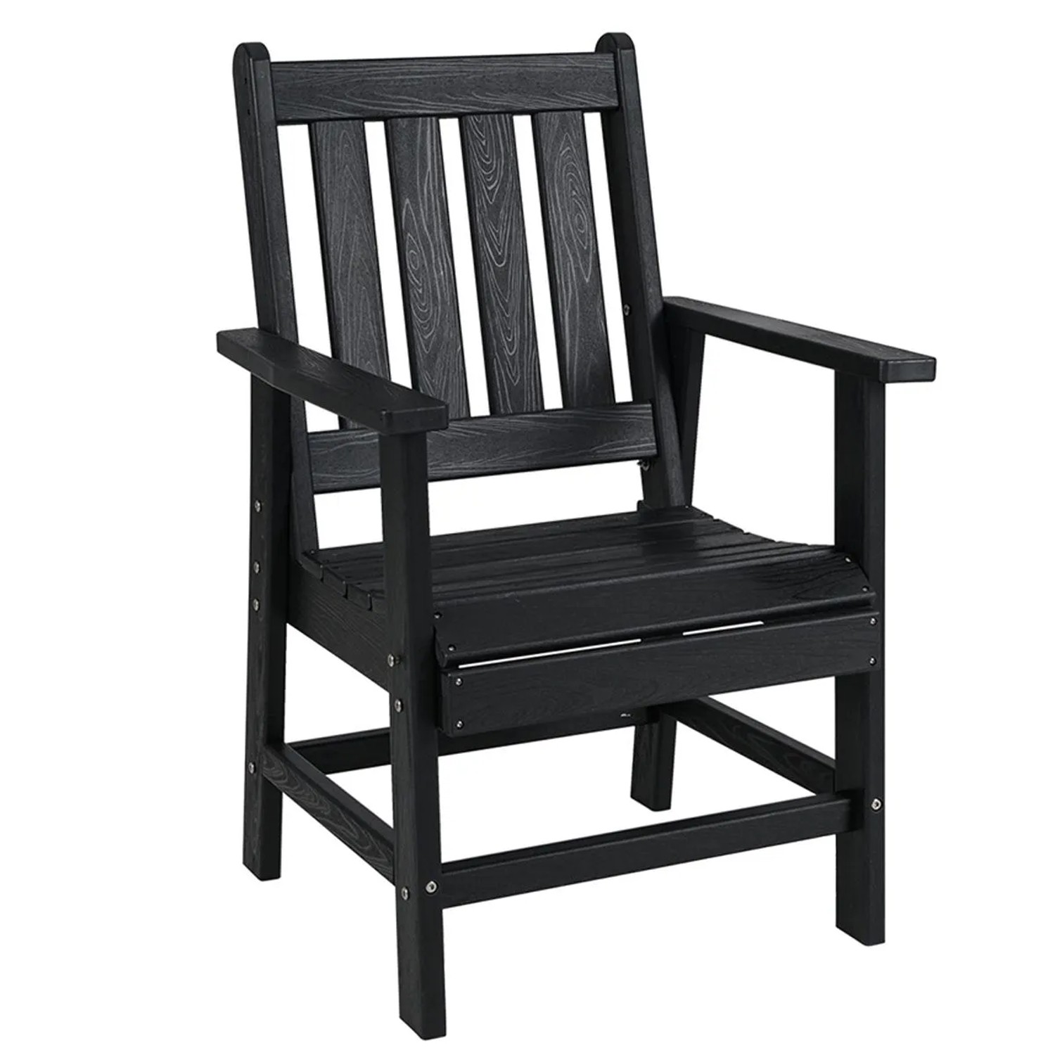 Costway Gartenstuhl Kunststoff Hdpe Holzoptik Wetterfest Schwarz günstig online kaufen