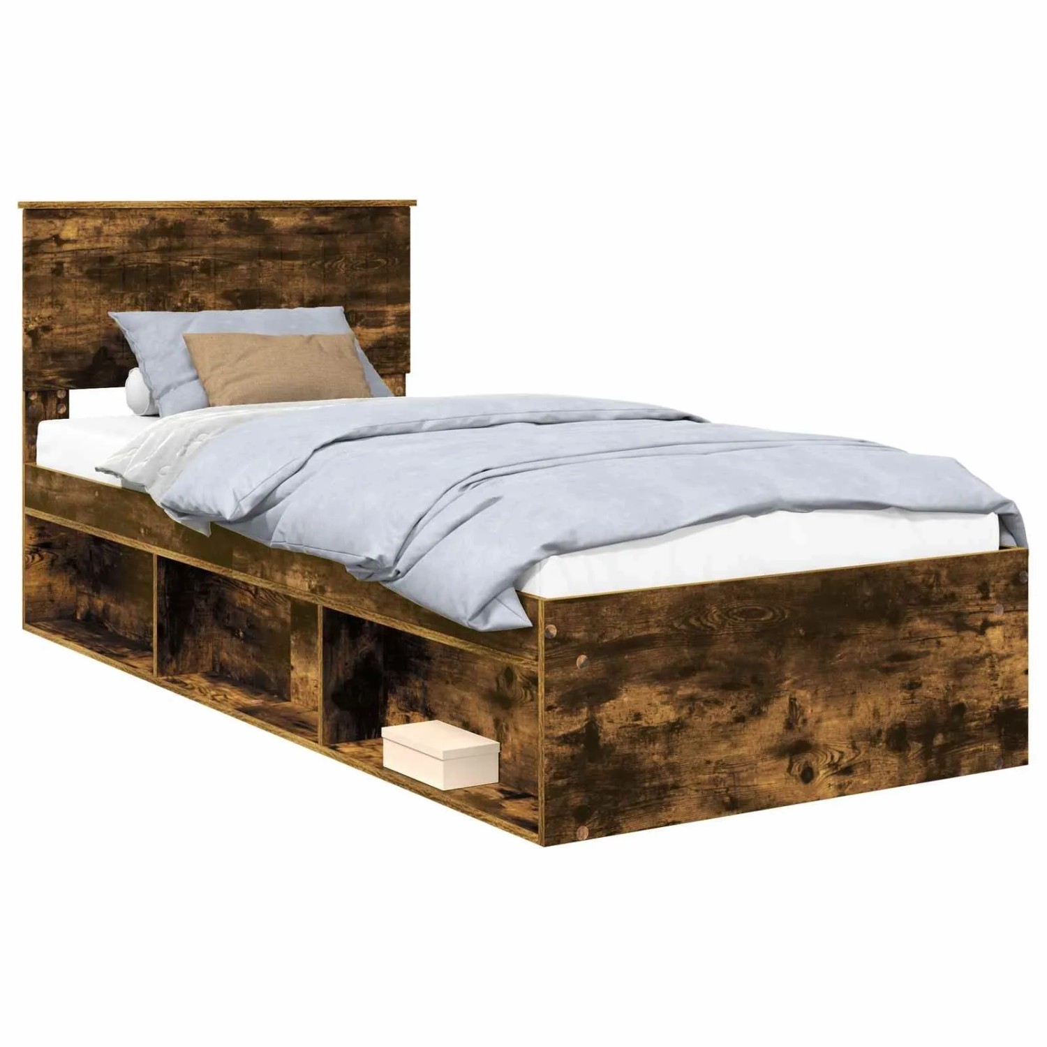 vidaXL Bettrahmen Räuchereiche 90 x 190 cm Massives Kiefernholz 3410658
