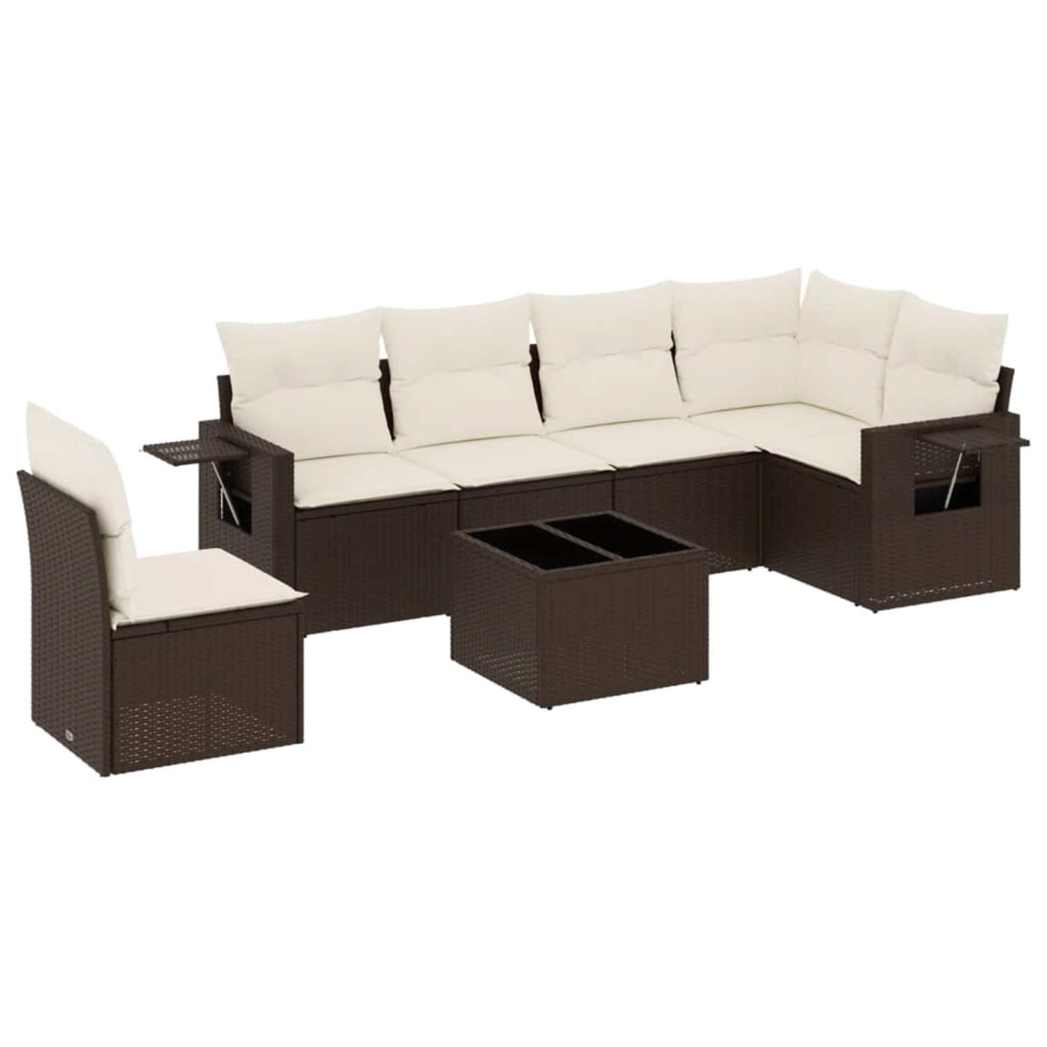 vidaXL 7-Tlg Garten-Sofagarnitur mit Kissen Braun Poly Rattan 3220242 günstig online kaufen