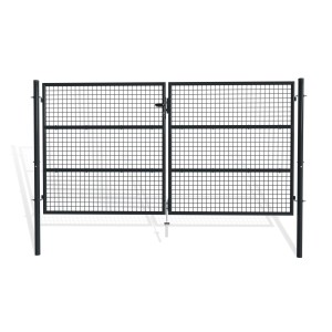 Casanoov Doppelflügel Zauntor Olga, 3m breit, 150cm hoch, grau, aus verzinktem Stahl.