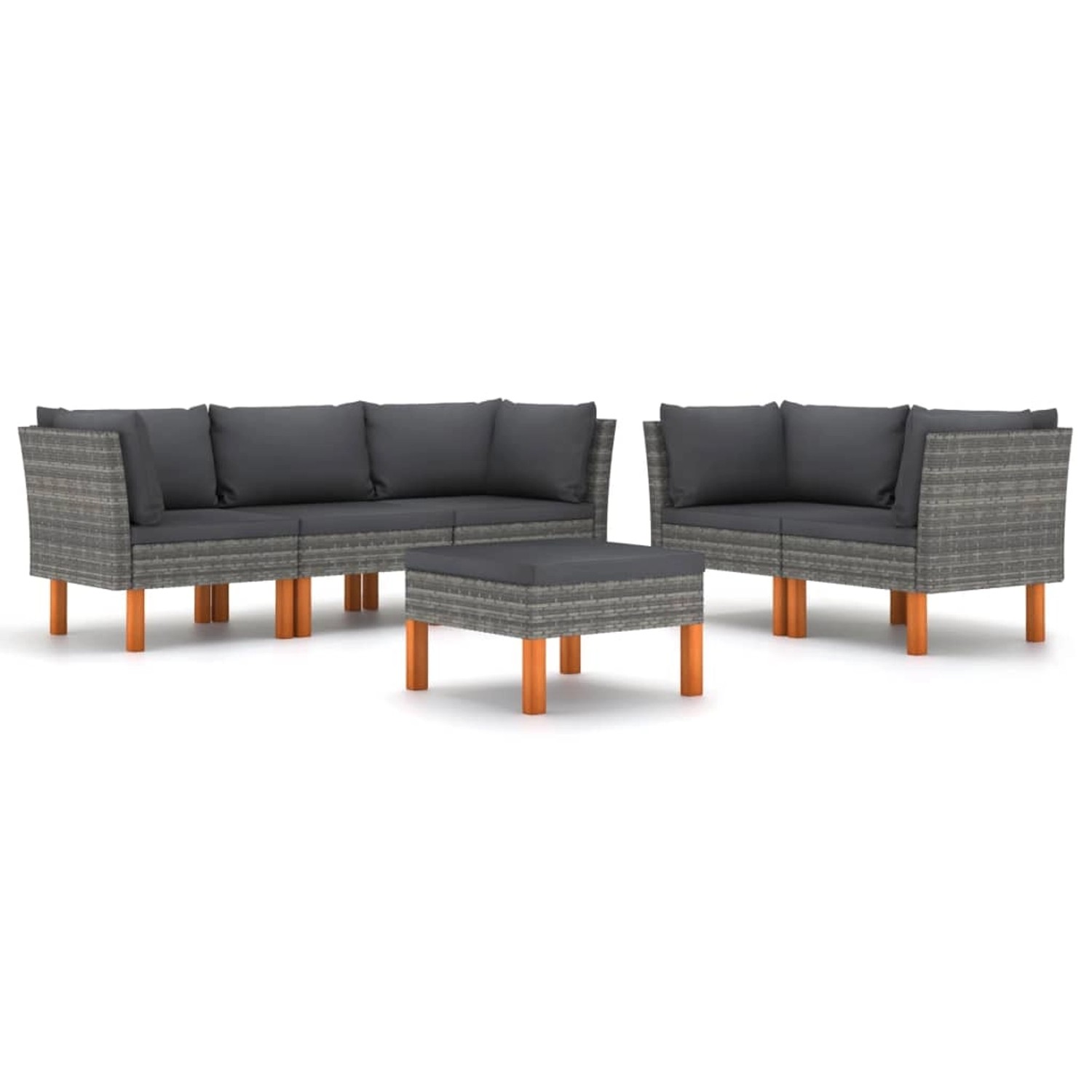 6-tlg. Garten-lounge-set Mit Kissen Poly Rattan Grau günstig online kaufen