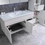Sanotechnik Badmöbel-Set Belluno, 4-teilig, weiß, mit Waschbecken, Spiegelschrank und Hochschrank.