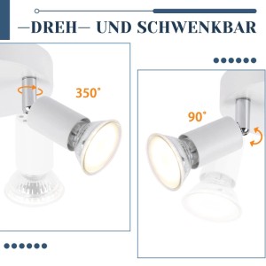 Weißer NETTLIFE Deckenstrahler aus Metall, 350° drehbar & 90° neigbar. Flexibler Spot.