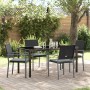 Schwarze vidaXL Garten Essgruppe, 5-teilig, mit Tisch und 4 Stühlen aus Poly Rattan.