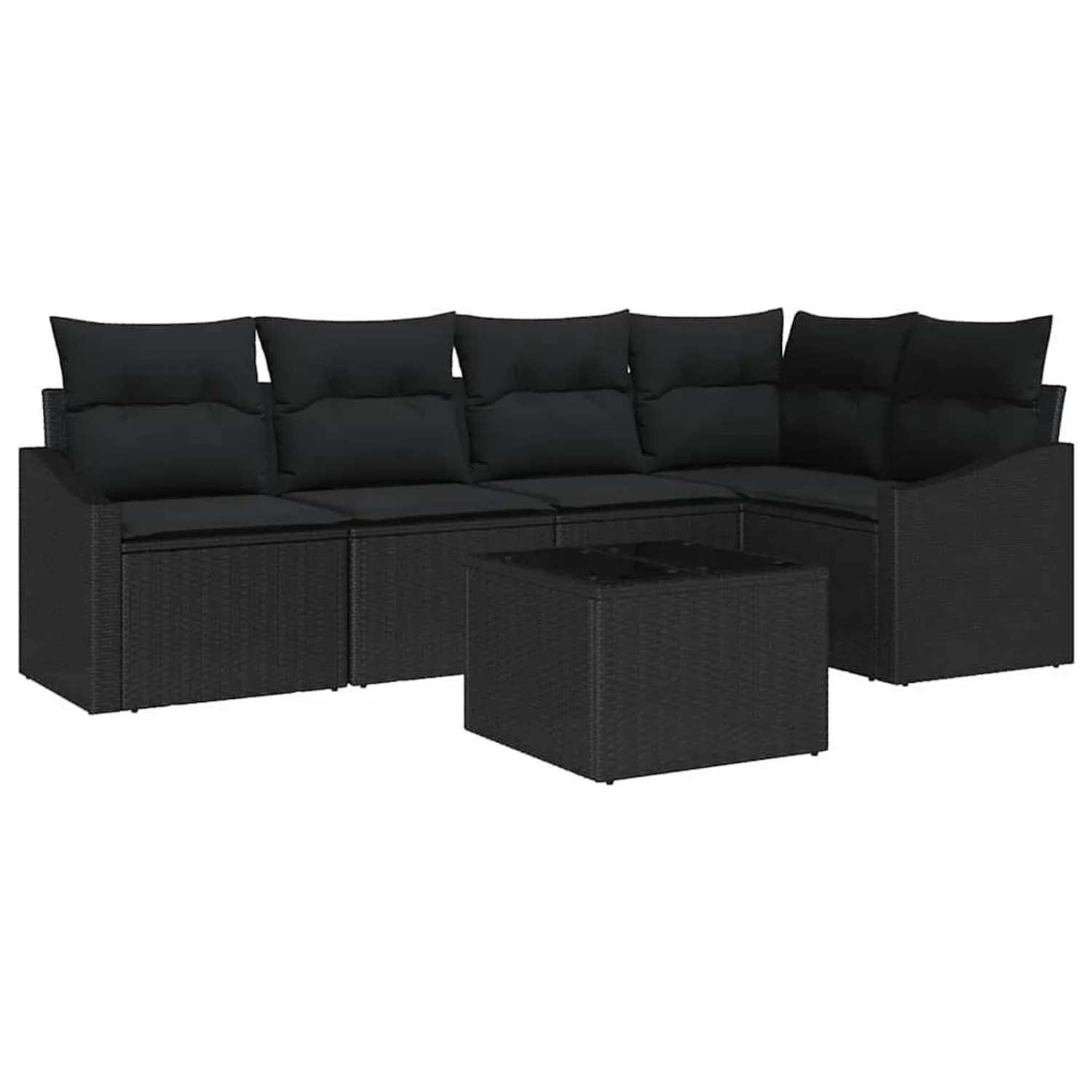 vidaXL Sofa Set mit Kissen mit Speicher 6-Tlg Schwarz Poly-Rattan 3355402 günstig online kaufen