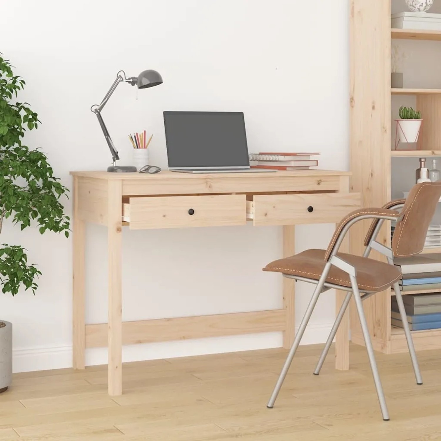 vidaXL Schreibtisch mit Schubladen 100x50x78 cm Massivholz Kiefer 824643_3