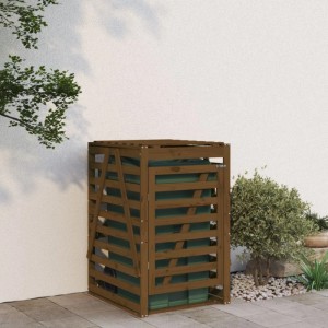 DELUKE 1er Mülltonnenbox Kiefernholz BOUMI 84x90x128,5cm Braun Mülltonnenverkleidung Für 1 Tonne Müllbox Aus Holz