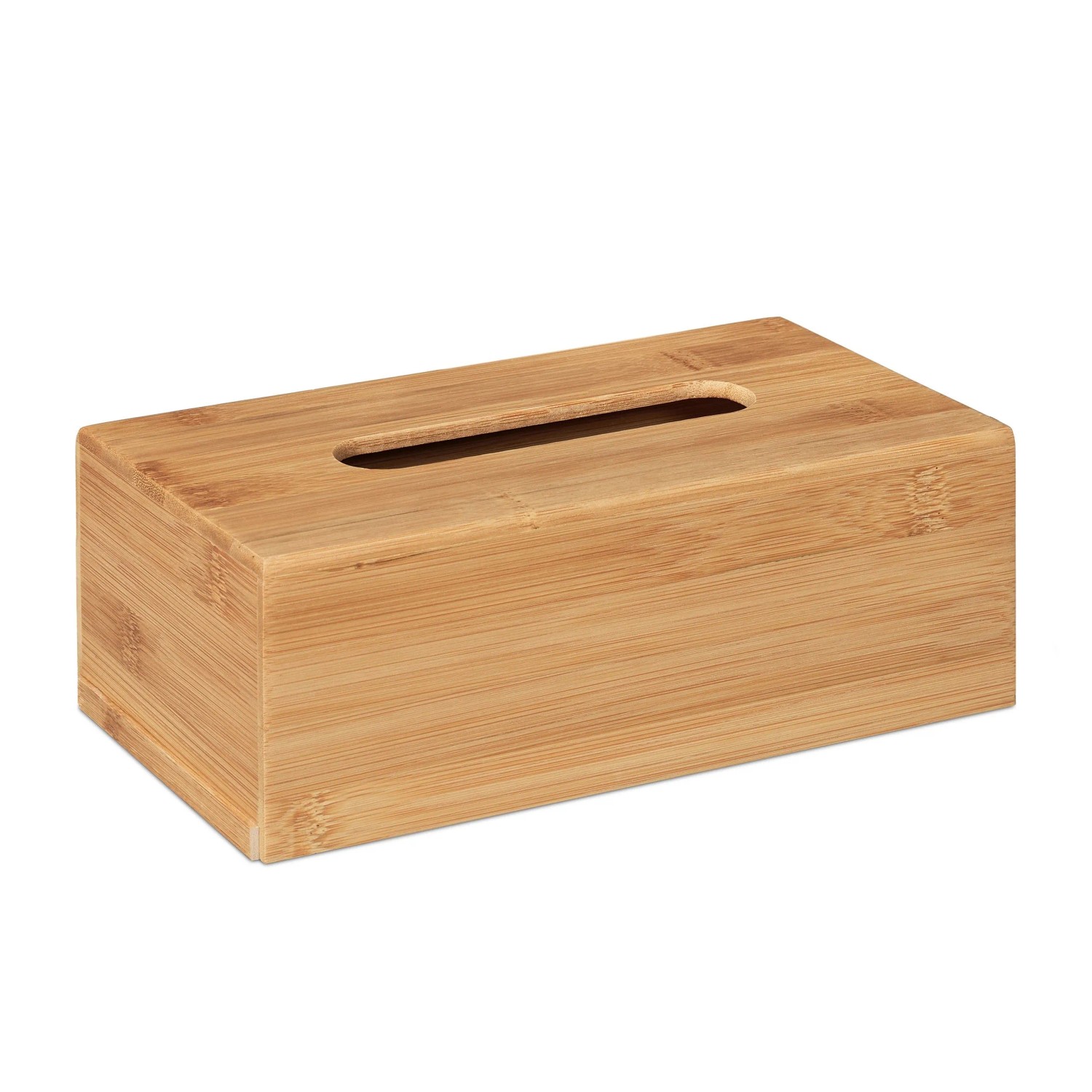 Relaxdays Kosmetiktücherbox Bambus Natur mit Entnehmbarem Boden 8,5 cm x 24,5 cm x 13,5 cm 500 g