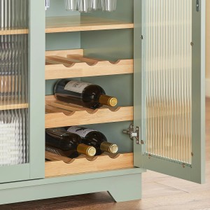 SoBuy Sideboard FSB81-GR: Grüner Küchenschrank mit Weinregal und Gläserhalter.