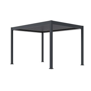 PergoLine E-Superior Elektrische Pergola mit LED Vollaluminium 3x4m Motorisiertes Lamellendach Anthrazit