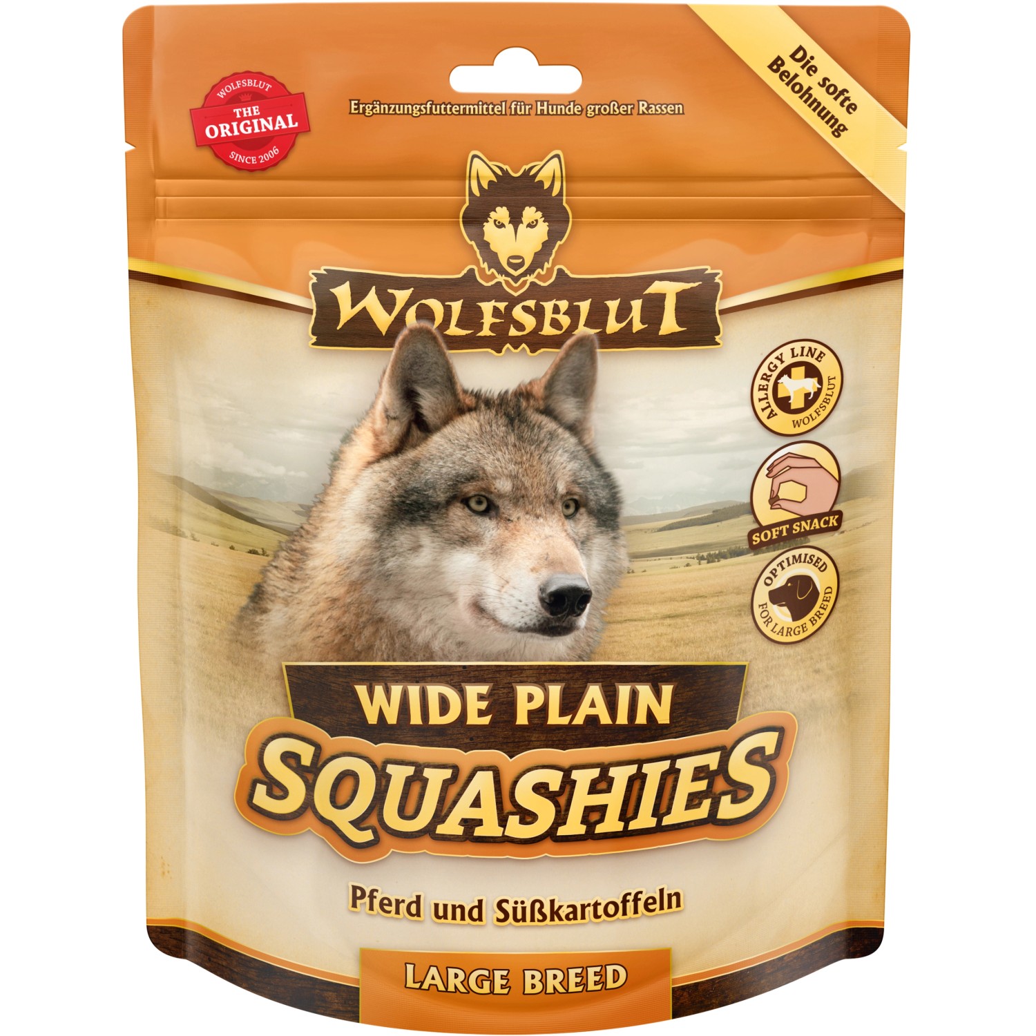 Wolfsblut Hunde-Belohnungssnacks Squashies Wide Plain Large Breed Pferd mit Süßk