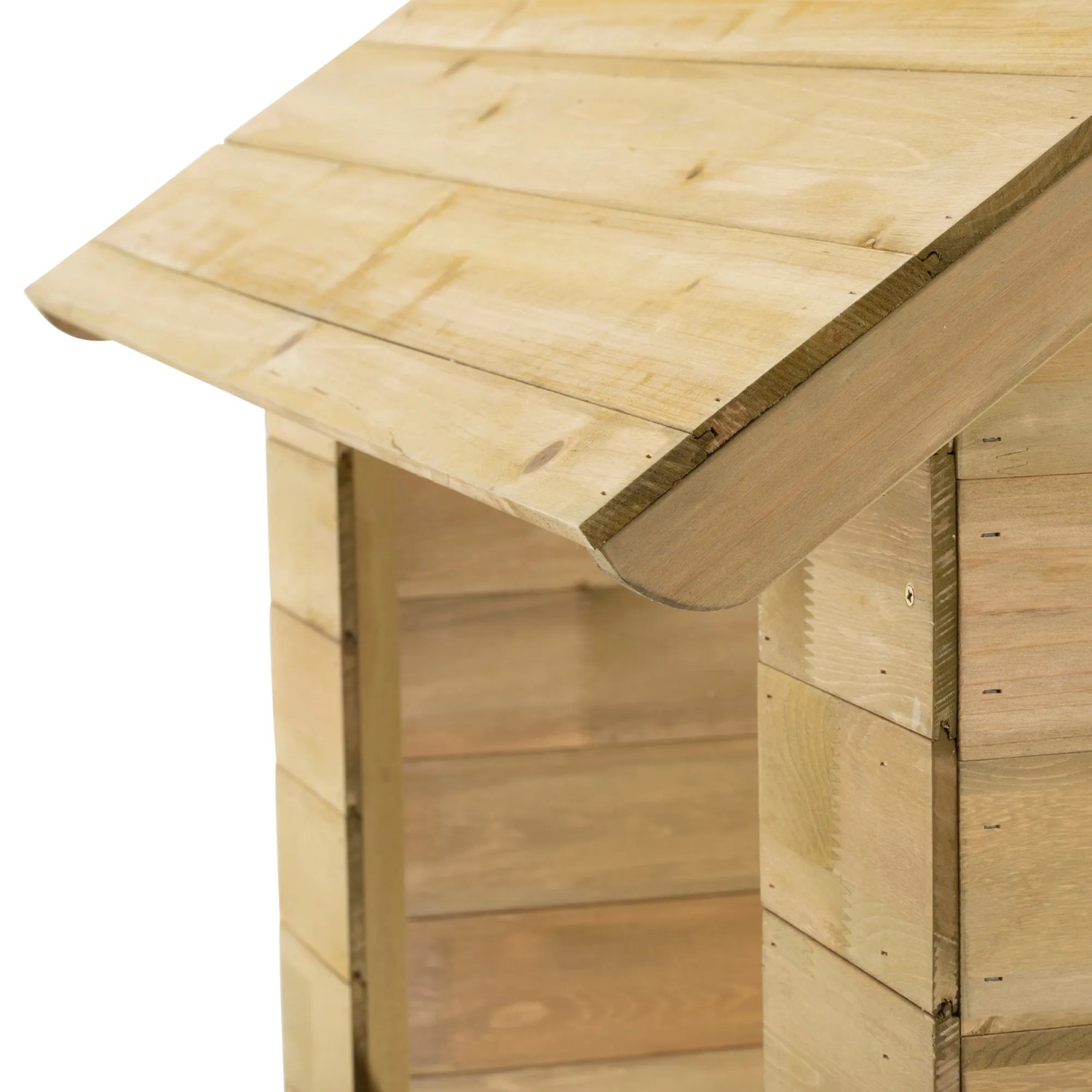 Detailansicht des Zwerkules Spielhaus Villa aus naturbelassenem, FSC®-zertifiziertem Holz.