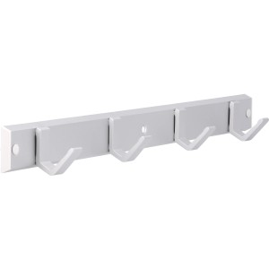 Siro Garderobenleiste aus Aluminium, natur matt, mit 4 Haken und einer Länge von 450 mm.