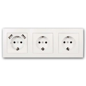 Weißer McPower Steckdosenblock Flair mit 3 Steckdosen und 2 USB-A Anschlüssen.