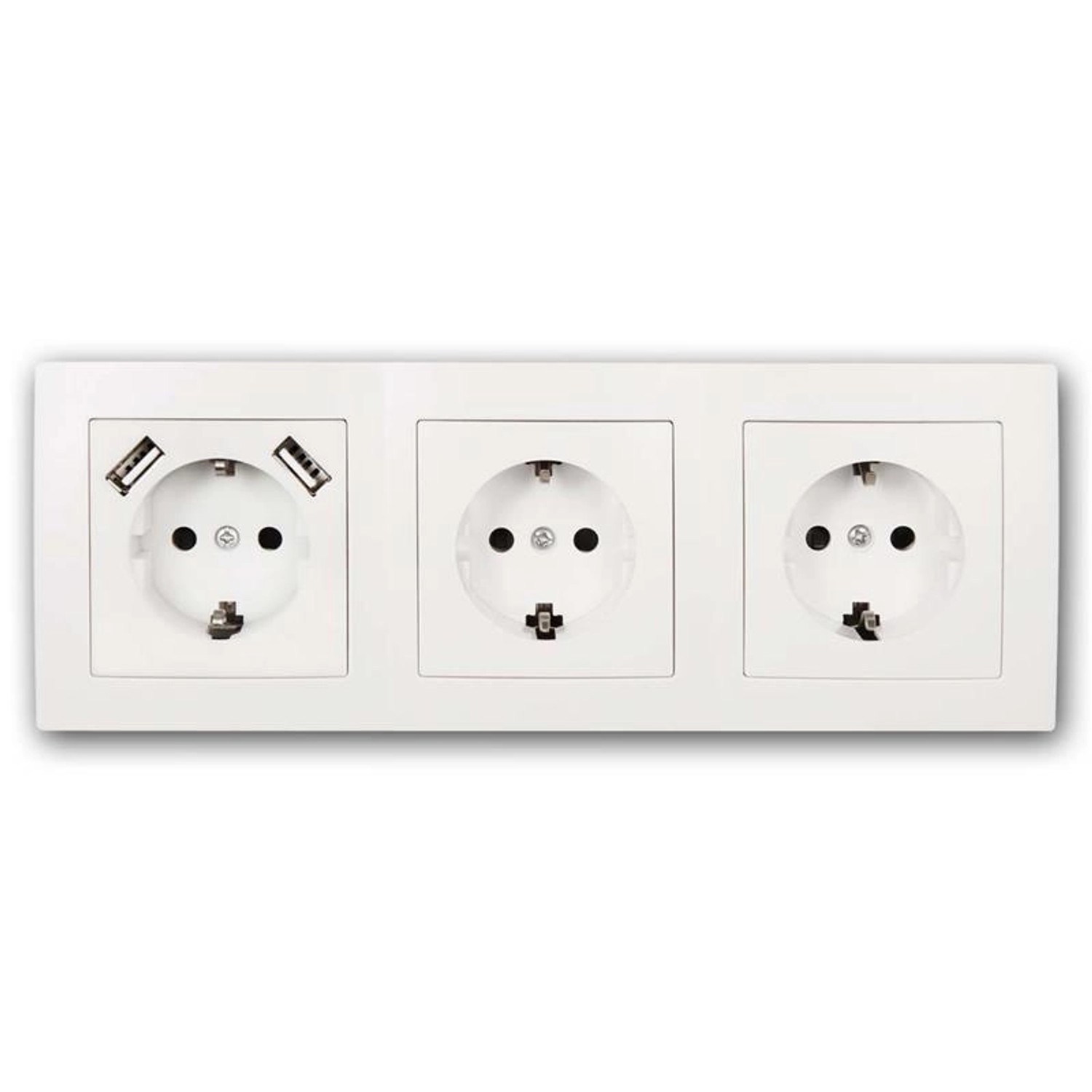 Weißer McPower Steckdosenblock Flair mit 3 Steckdosen und 2 USB-A Anschlüssen.