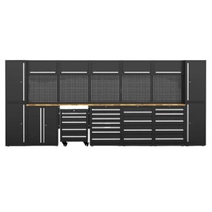 Galaflor Werkzeugschrank mit Arbeitsplatte 202,5x475x55 cm Werkzeugwand
