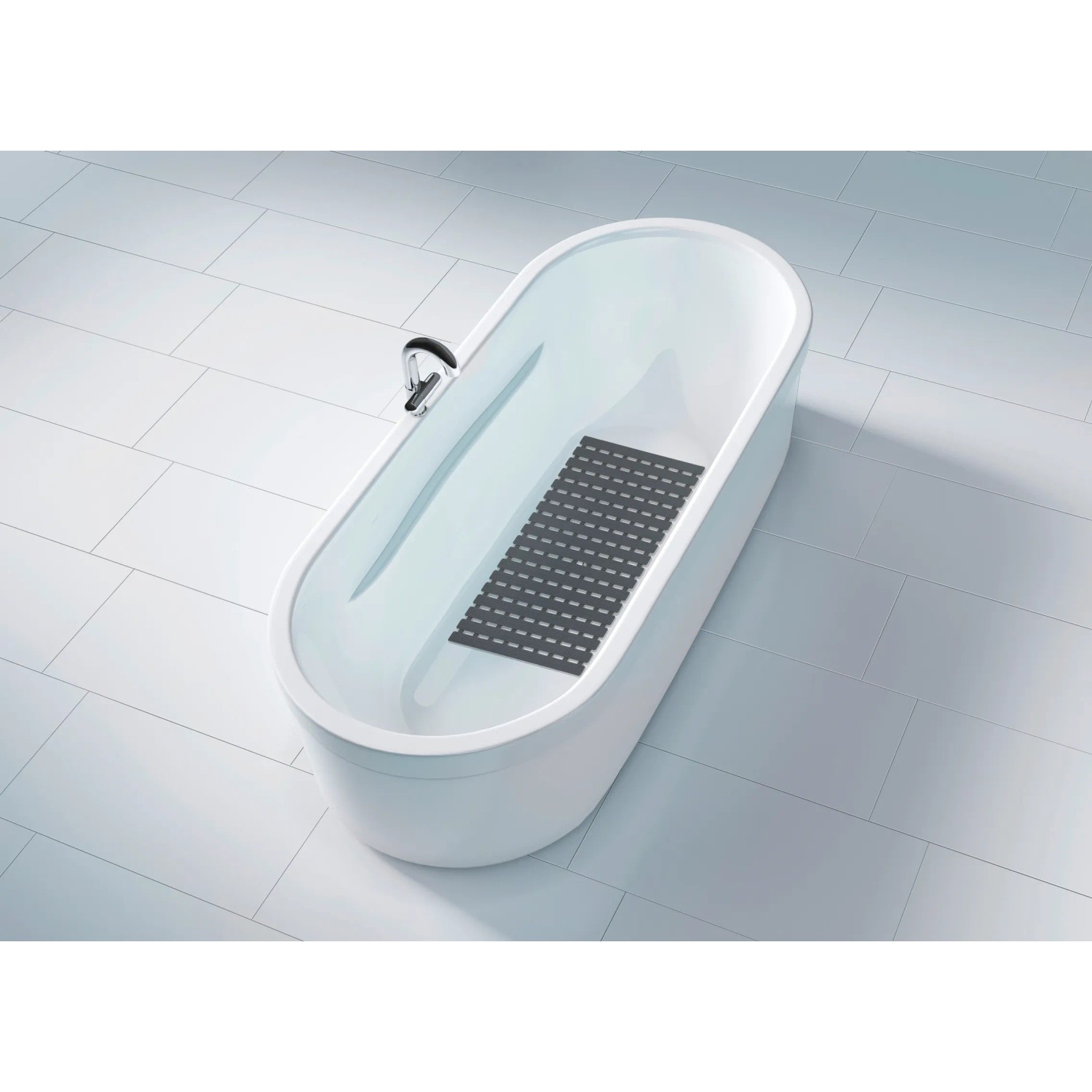 Graue Wenko Wanneneinlage Arinos in Badewanne, 63x40 cm, mit Anti-Rutsch-Struktur für mehr Sicherheit.
