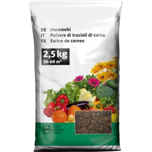 BIO Hornmehl 2,5kg im Sack, organischer Dünger für Garten und Balkon.