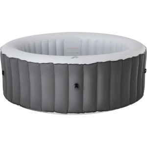 Runder, grauer MSpa Lite Glow AirJet Whirlpool mit Hydromassage, selbstaufblasend.