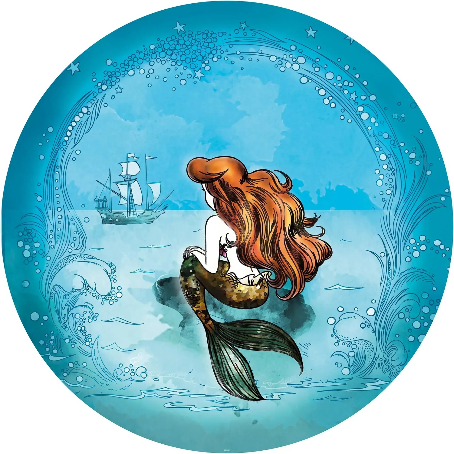 Komar Fototapete Ariel Dreaming, glatt, bedruckt, Comic, Retro, mehrfarbig, BxH: 128x128 cm, glatt, bedruckt, selbstklebend